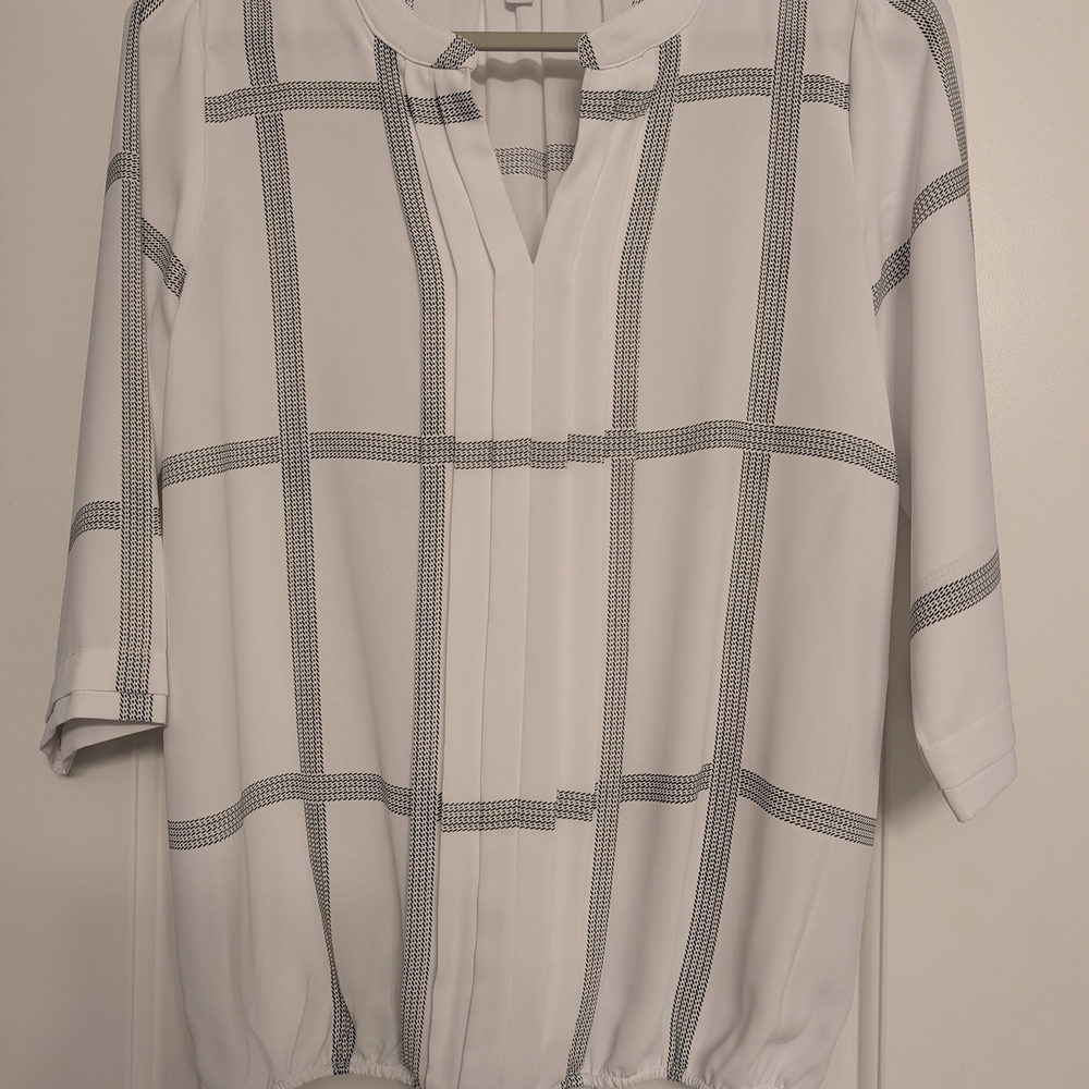 41 Hawthorn White and Black Grid Blouse